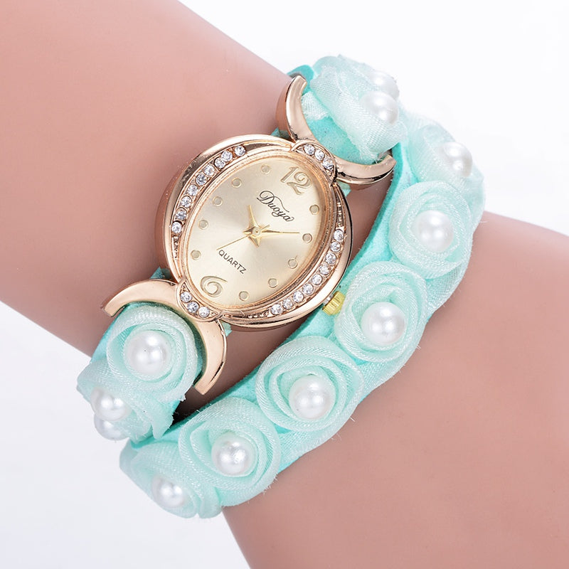 DUOYA D181 Ladies Fashion Flower Jewelry Watch Luxury Gold Women Wrist Watch