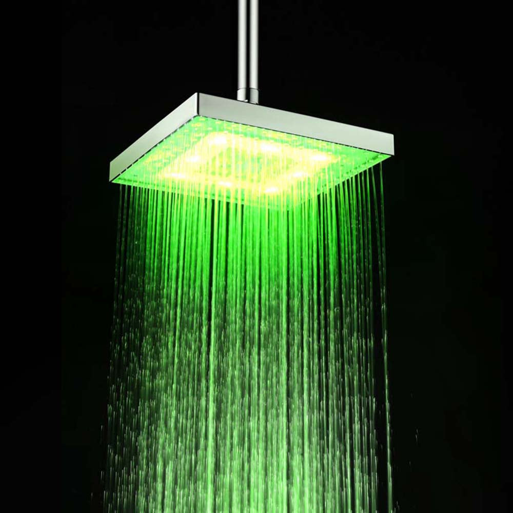 BRELONG 8 - inch LED Color Temperature Tri - color Shower Head Spray