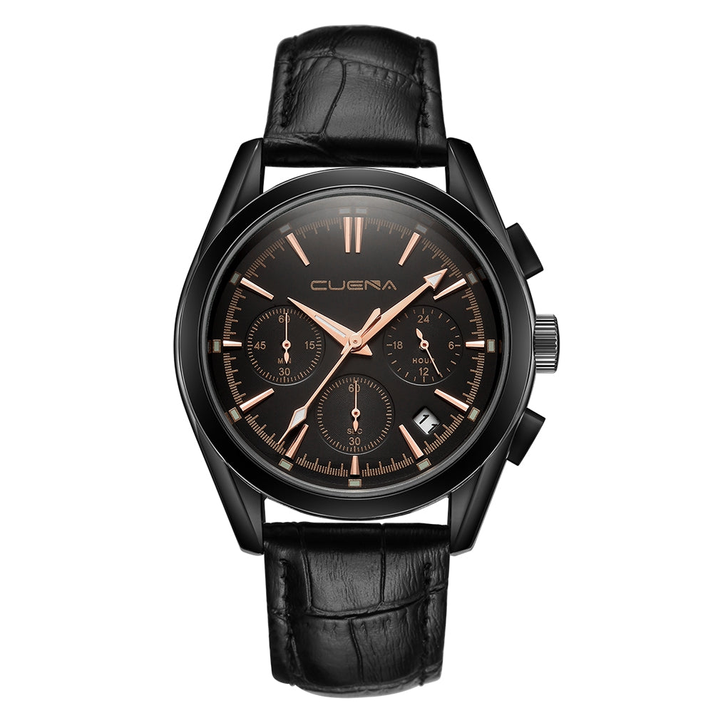 CUENA 6620P Fashion Casual Leather Wrist Watch for Men