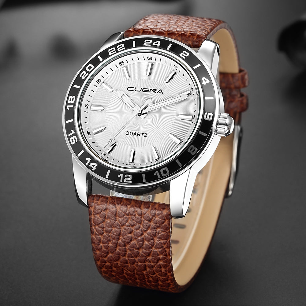 CUENA 6603P Fashion Trendy Leather Men's Quartz Wristwatch