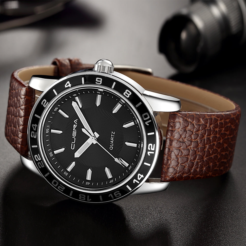 CUENA 6603P Fashion Trendy Leather Men's Quartz Wristwatch
