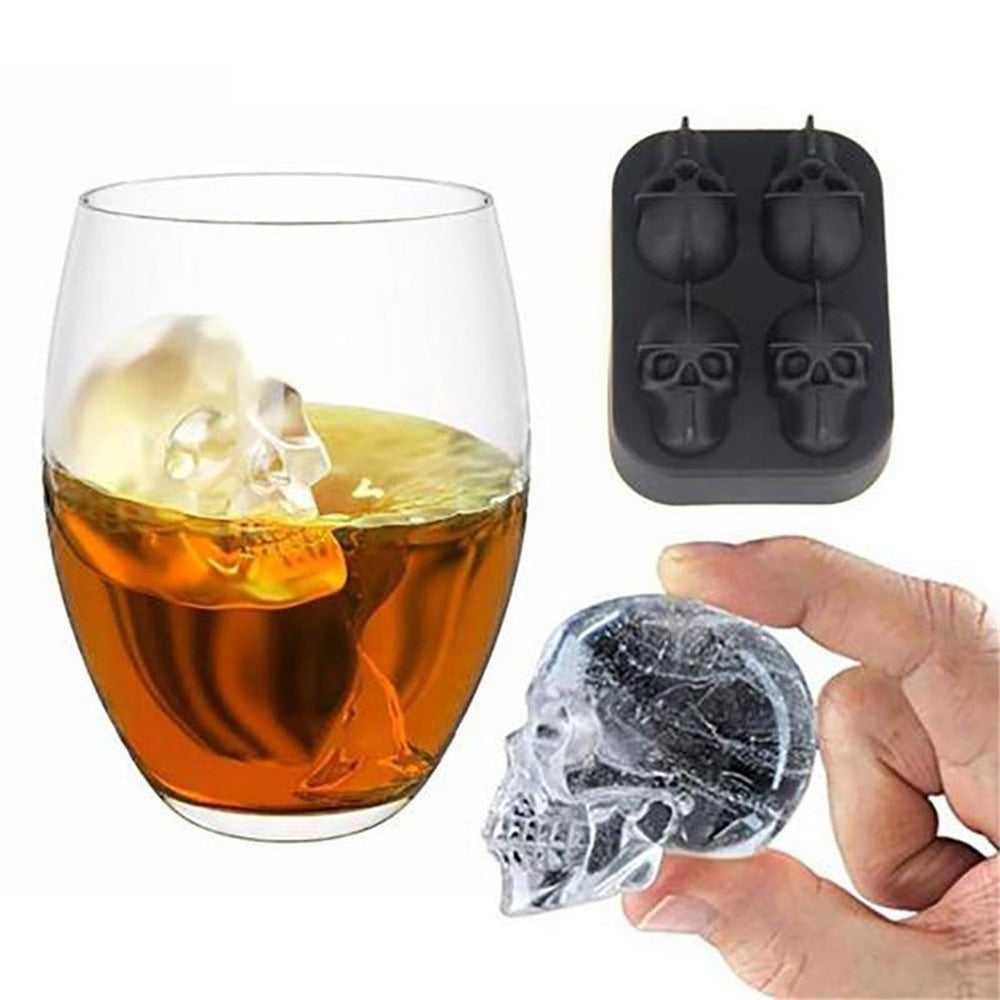 3D Skull Shape Ice Cube Mold Maker Bar Party Trays Food Grade Chocolate Mould