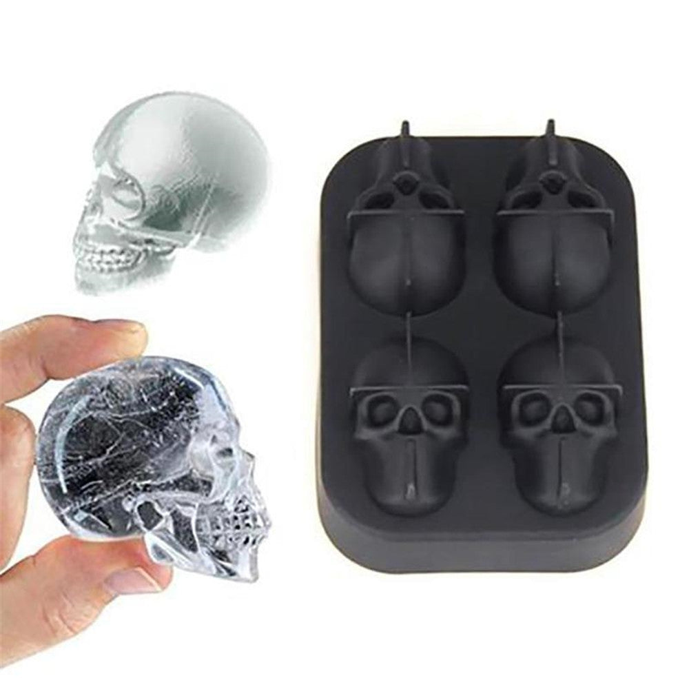 3D Skull Shape Ice Cube Mold Maker Bar Party Trays Food Grade Chocolate Mould