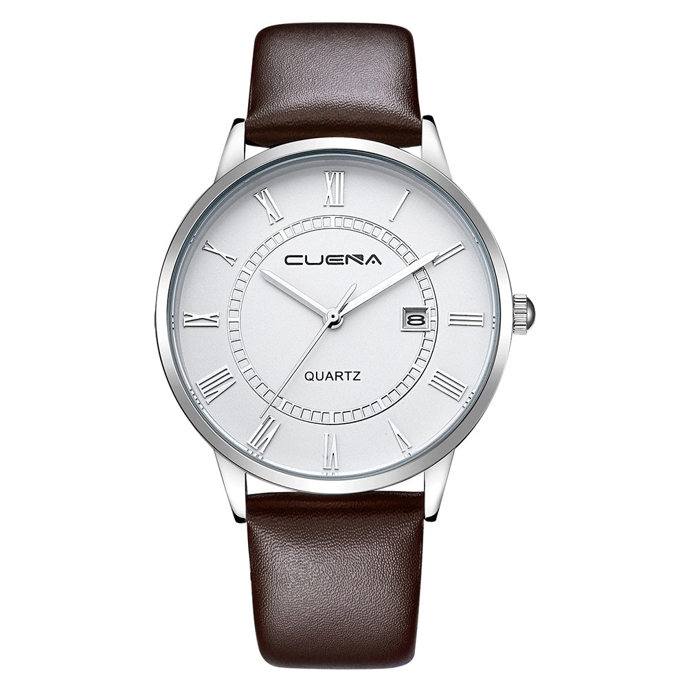 CUENA 6602P Men Fashion Casual Trendy Leather Quartz Wristwatch