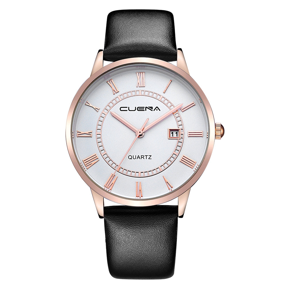 CUENA 6602P Men Fashion Casual Trendy Leather Quartz Wristwatch