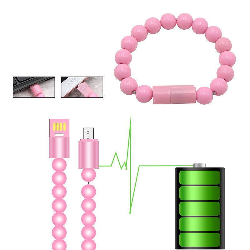 Cable for Micro USB V8 Wrist Band Beads USB Wearable Wristband Jewelry Fashion