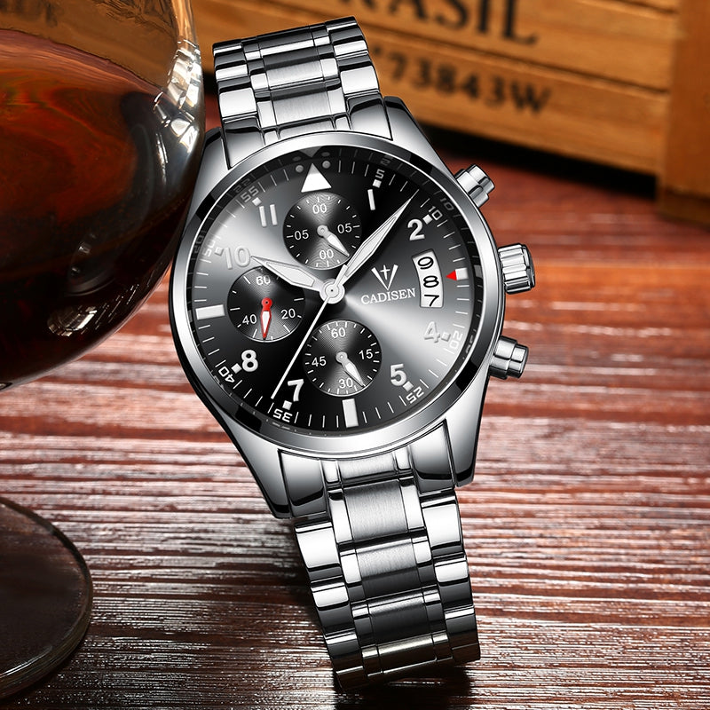 2017 Top Men Watches CADISEN Fashion Business Luxury Brand sport Quartz Watch Stainless Steel