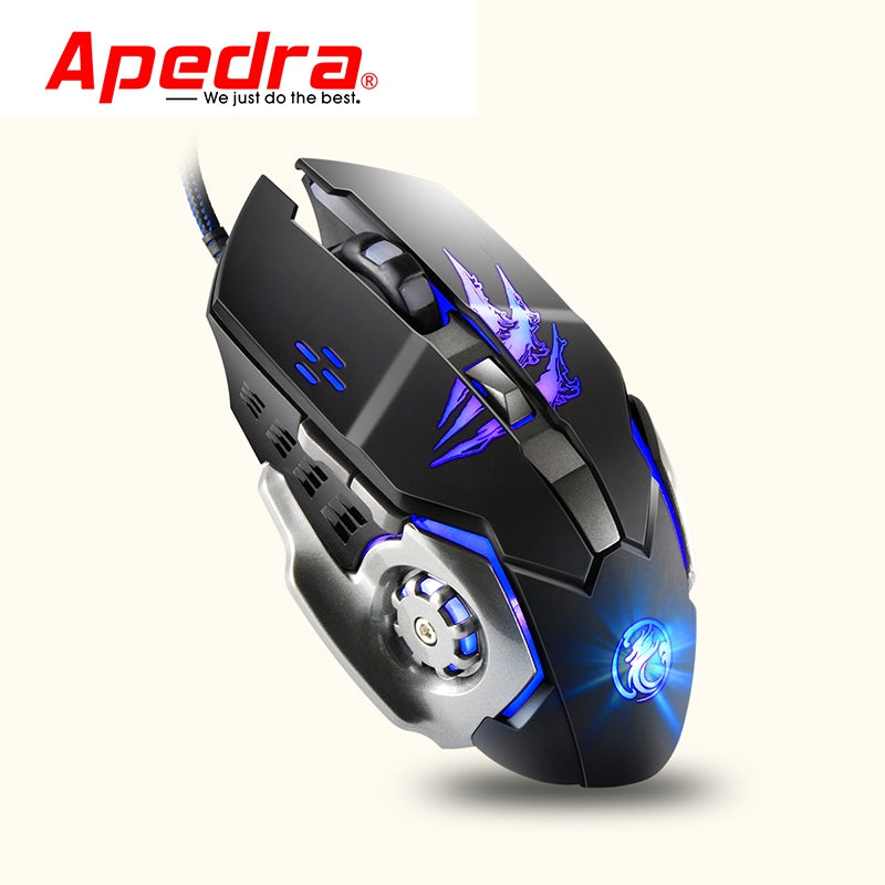Apedra A8 Wired Gaming Mouse Macro Definition Programming Four-Color Breathing Light Electrical ...