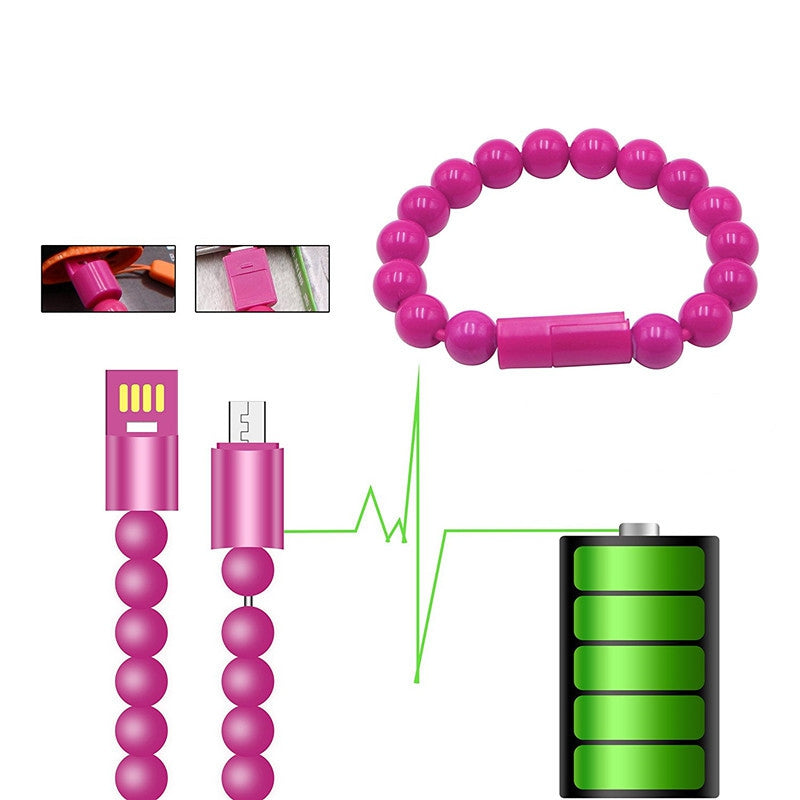 Cable for Micro USB V8 Wrist Band Beads USB Wearable Wristband Jewelry Fashion