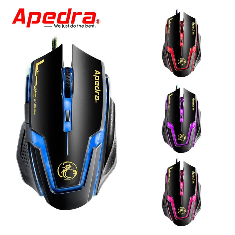 Apedra A9 Wired Gaming Mouse Macro Definition Programming Four-Color Breathing Light Electrical ...