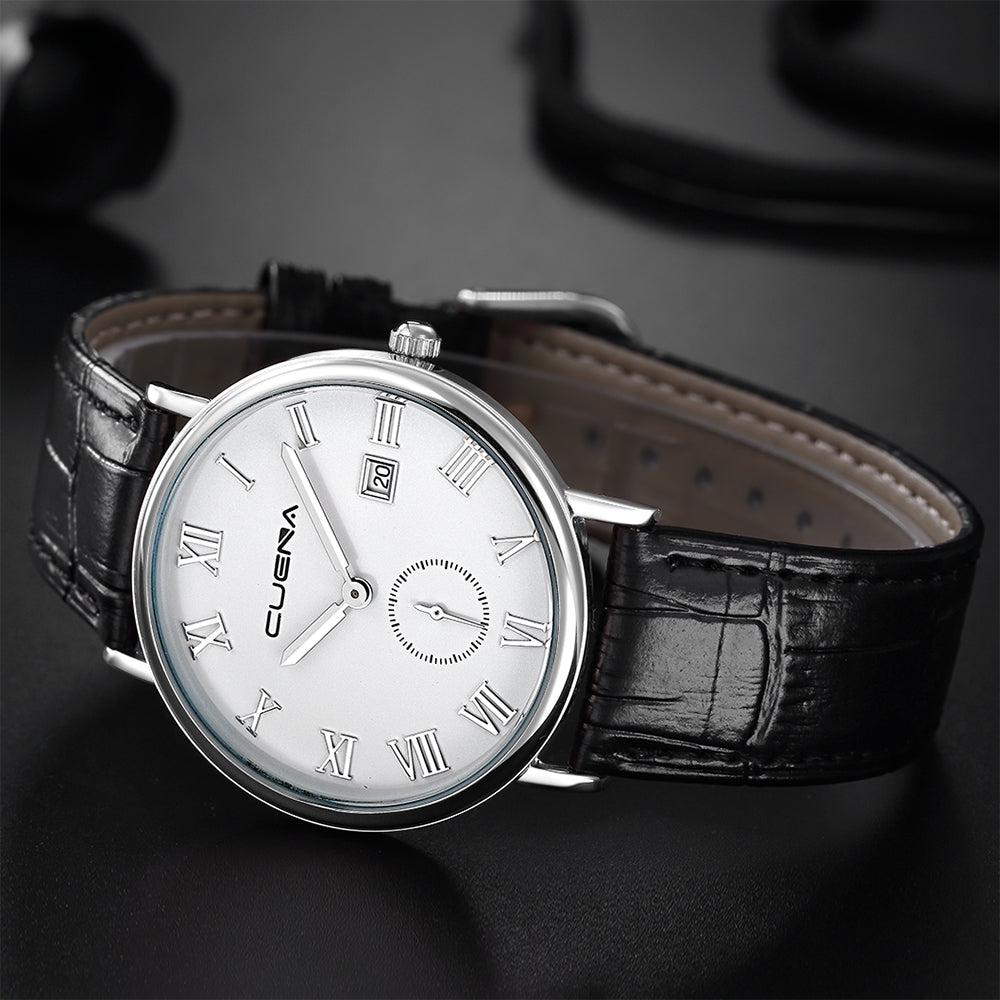 CUENA 6601P Men Fashion Casual Trendy Leather Quartz Wristwatch