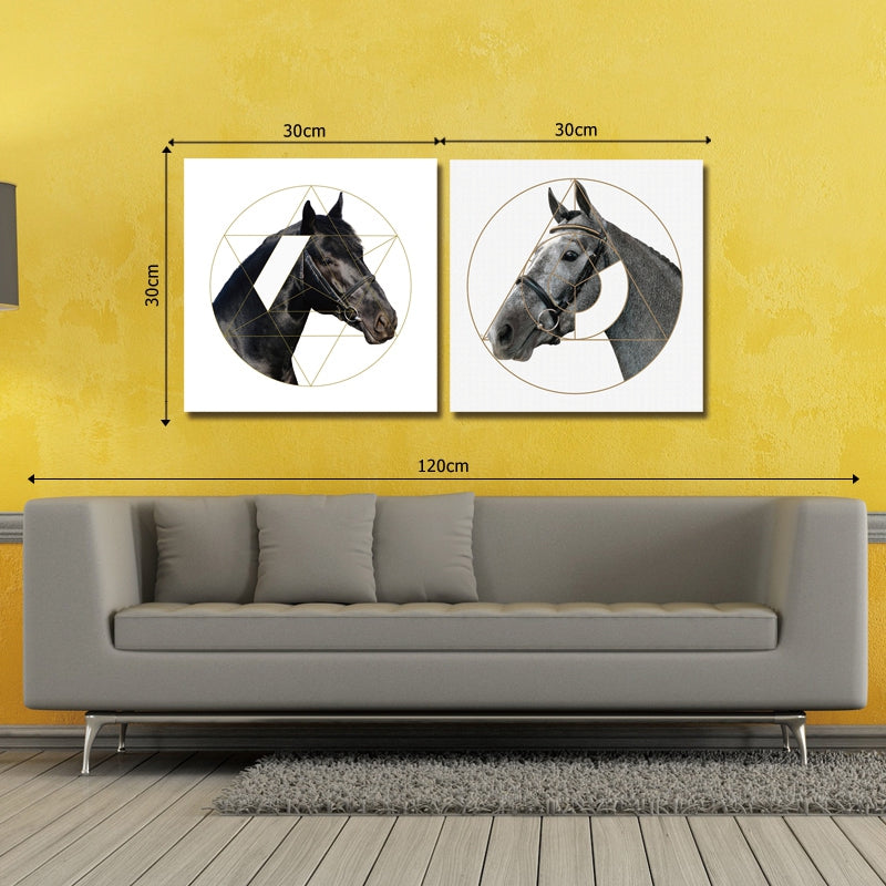 DYC 10053 2PCS Horse Head Print Art Ready to Hang Paintings