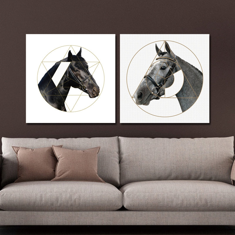 DYC 10053 2PCS Horse Head Print Art Ready to Hang Paintings