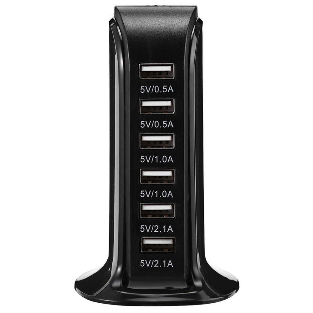 30w Multi 6 Port USB Charger 6a Rapid Charging Station Desktop Travel Hub Black