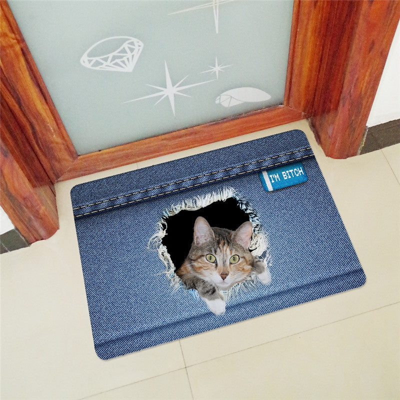 Creative 3D Cat Pattern Antiskid Floor Mat