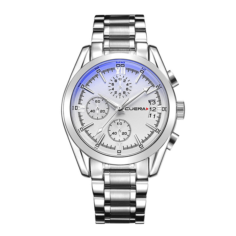 CUENA 6811G Men Fashion Sports Multifunction Chronograph Alloy Case Stainless Steel Strap Quartz...