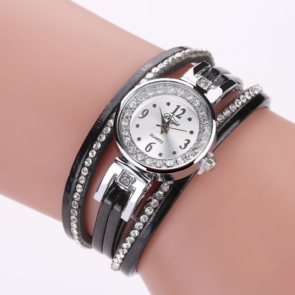 DUOYA D174 Ladies Fashion Analog Quartz PU Leather Diamond Watch