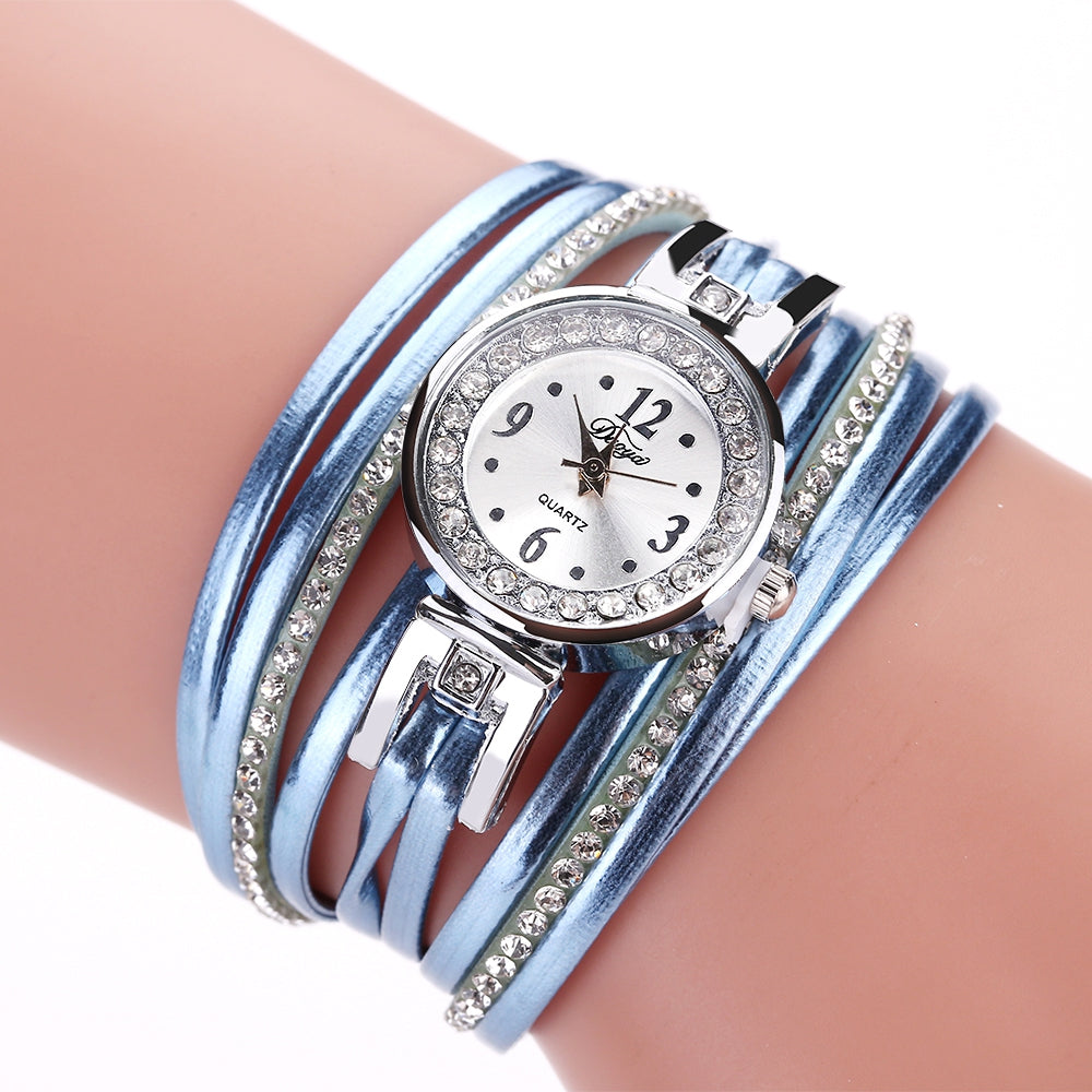 DUOYA D174 Ladies Fashion Analog Quartz PU Leather Diamond Watch
