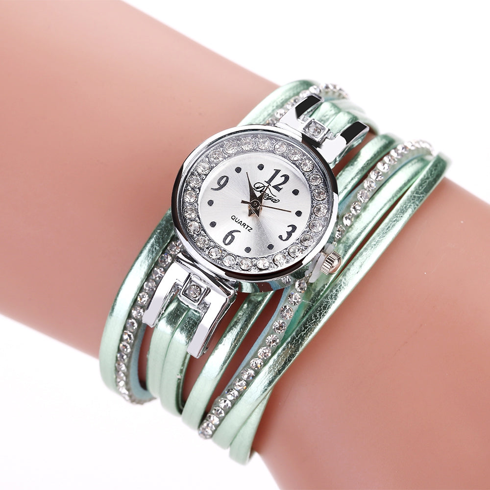 DUOYA D174 Ladies Fashion Analog Quartz PU Leather Diamond Watch