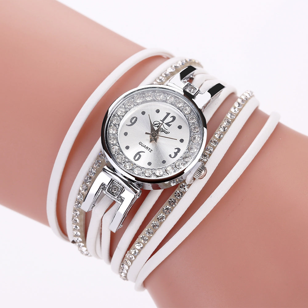 DUOYA D174 Ladies Fashion Analog Quartz PU Leather Diamond Watch