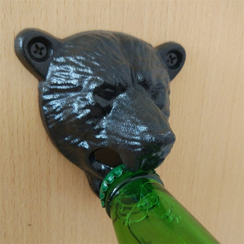 Creative Iron Bear Head Shape Bottle Opener