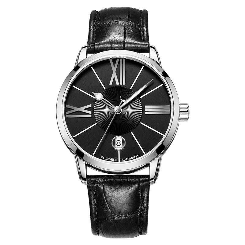 Cadisen C8113 Men Luxury Clock Automatic Genuine Leather Wristwatch