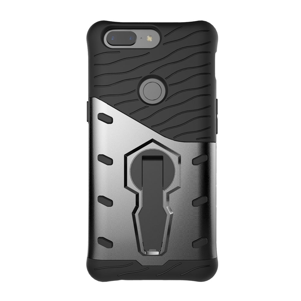 Case for One Plus 5T Shockproof with Stand 360 Rotation Back Cover Contrast Color Hard PC
