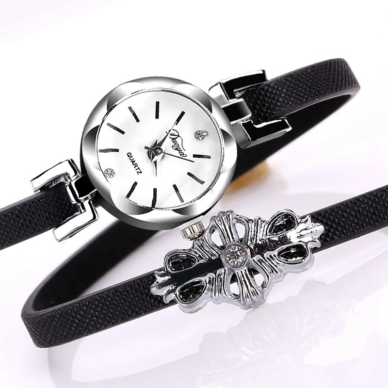 DUOYA D180 Ladies Pendant Bracelet Watch Solid Color Belt PU Watch