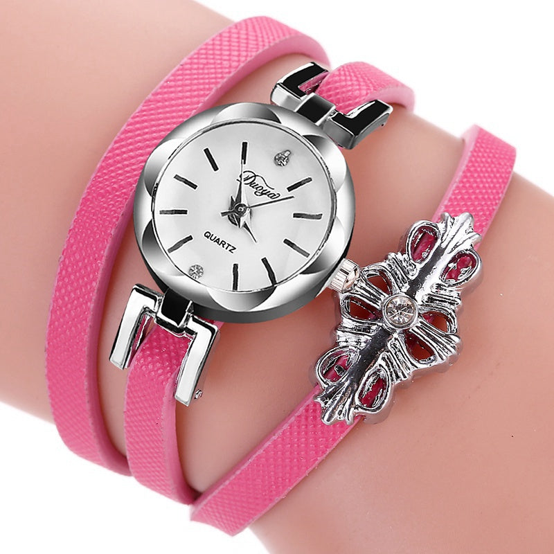 DUOYA D180 Ladies Pendant Bracelet Watch Solid Color Belt PU Watch