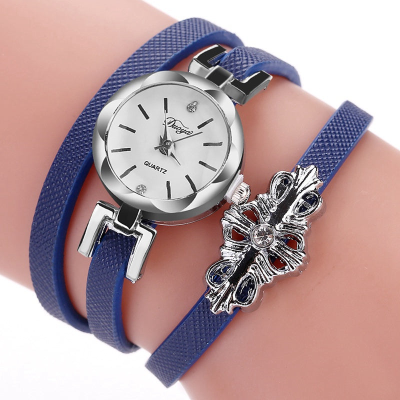 DUOYA D180 Ladies Pendant Bracelet Watch Solid Color Belt PU Watch