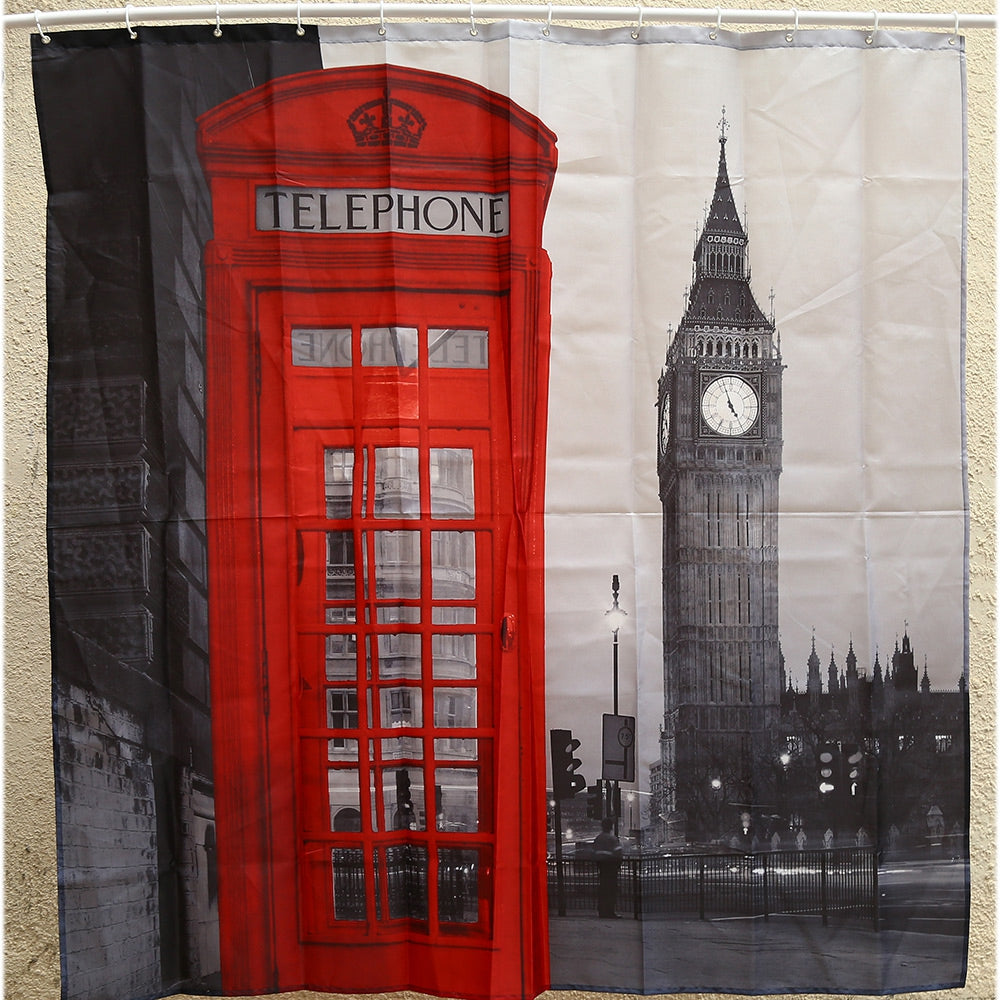 Creative London Big Ben Pattern Shower Curtain Polyester Waterproof Bathroom Decor