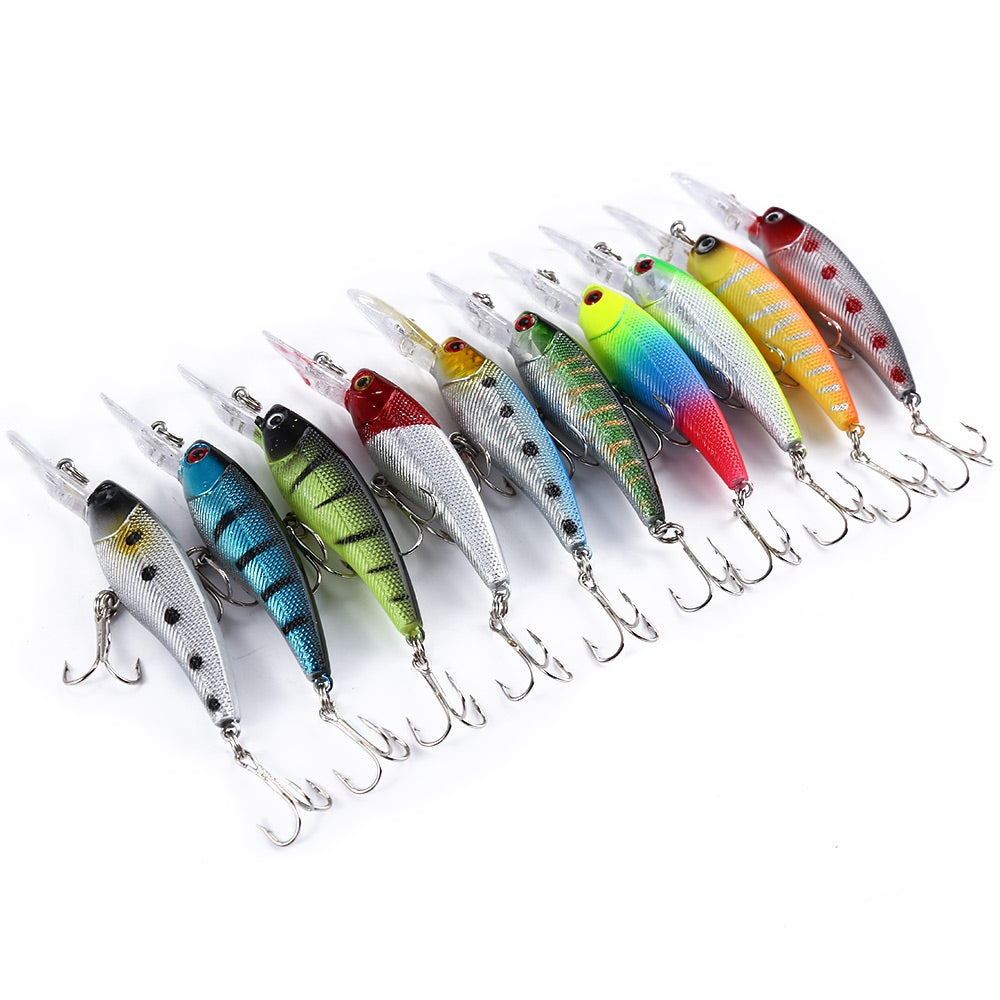 20 Pcs 2 Models Mixed Fishing Lure Minnow Crank Bait Fishing Tackle