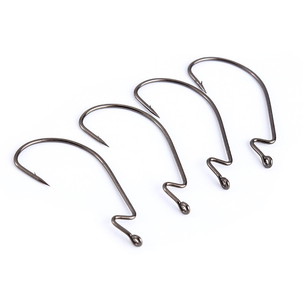 100 PCS High-carbon Steel Worm OffSet Hook