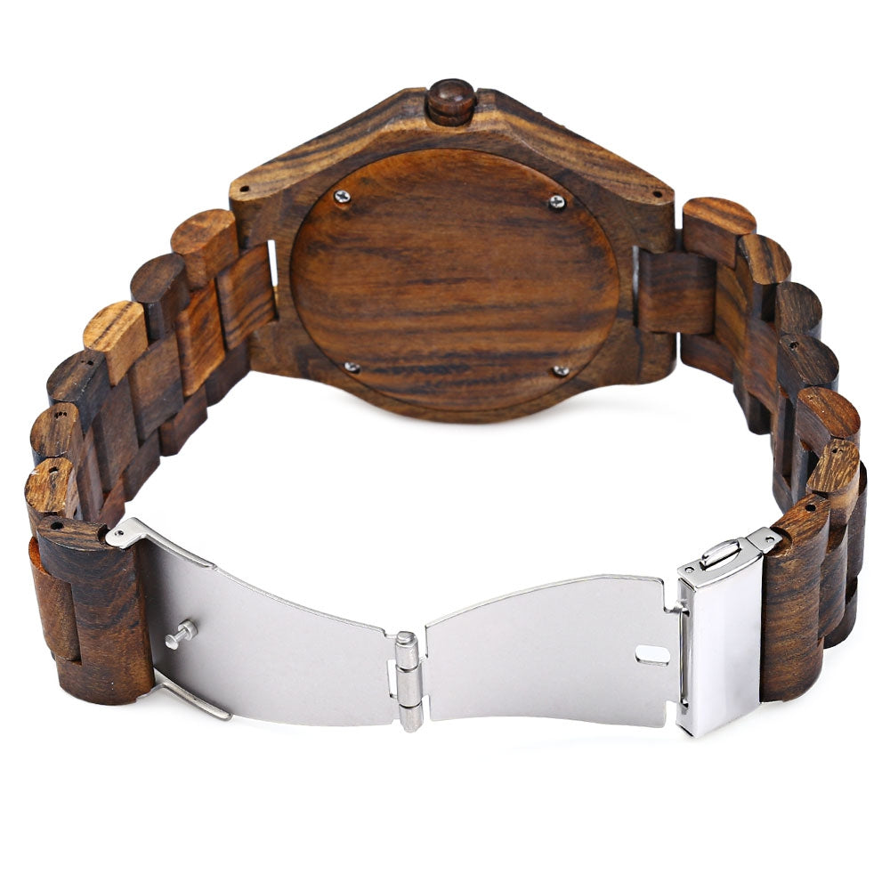 BEWELL ZS - W023A Male Wooden Date Quartz Wrist Watch with Gear Shape Bezel