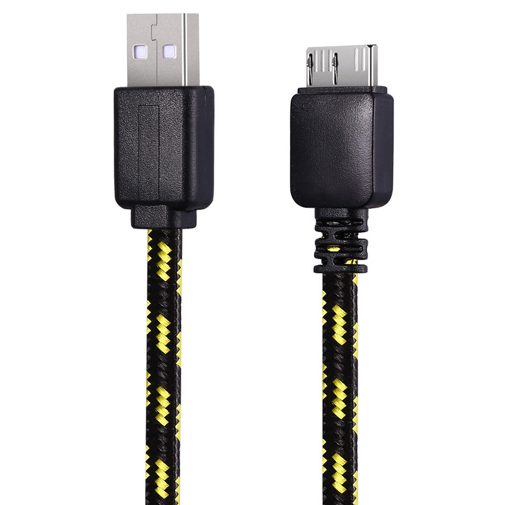 3M Braided Fabric Flat Colorful Micro Data Synchronization Charger Cable Cord for Samsung Galaxy...