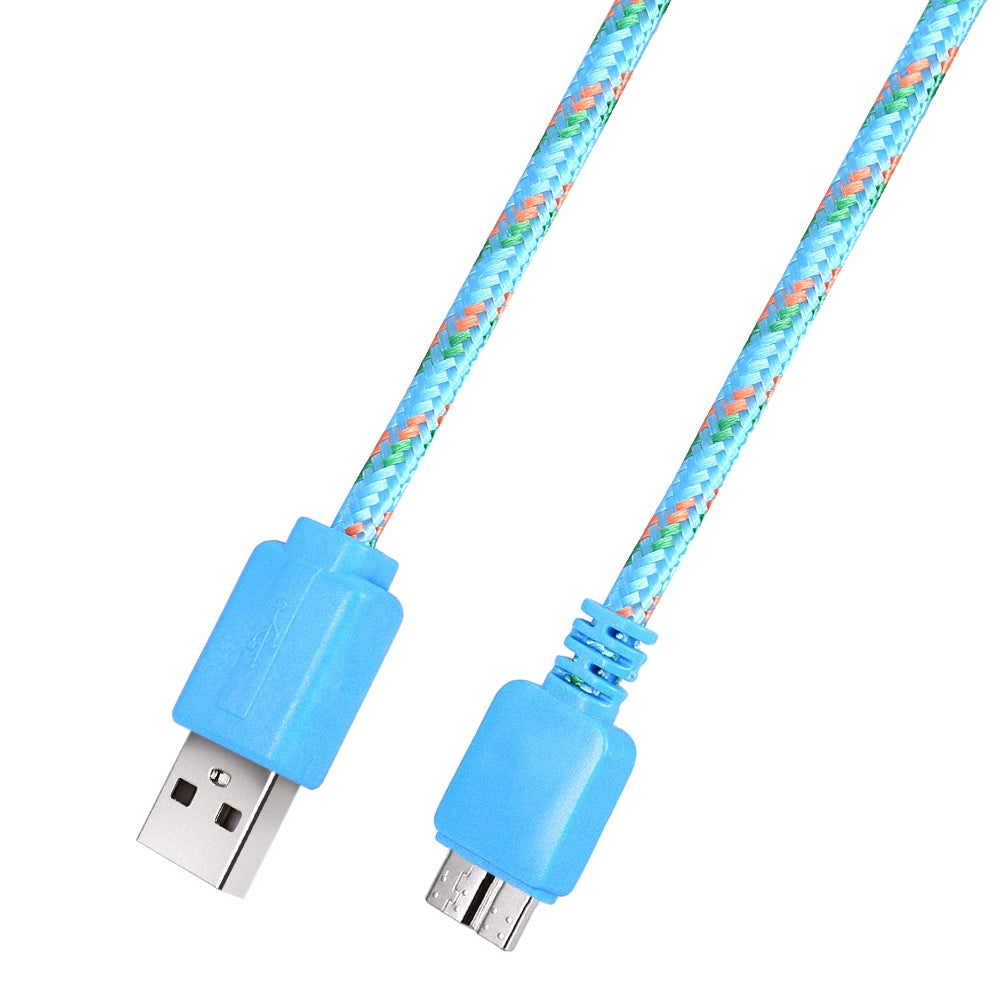 3M Braided Fabric Flat Colorful Micro Data Synchronization Charger Cable Cord for Samsung Galaxy...