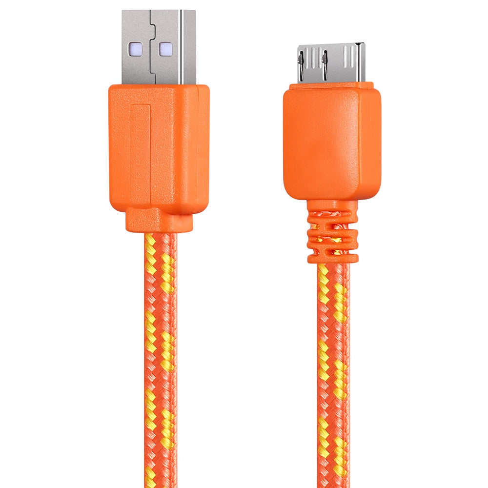 2M Braided Fabric Flat Colorful Micro Data Synchronization Charger Cable Cord for Samsung Galaxy...