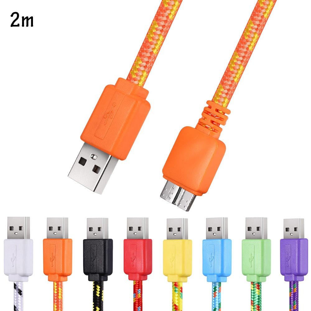 2M Braided Fabric Flat Colorful Micro Data Synchronization Charger Cable Cord for Samsung Galaxy...