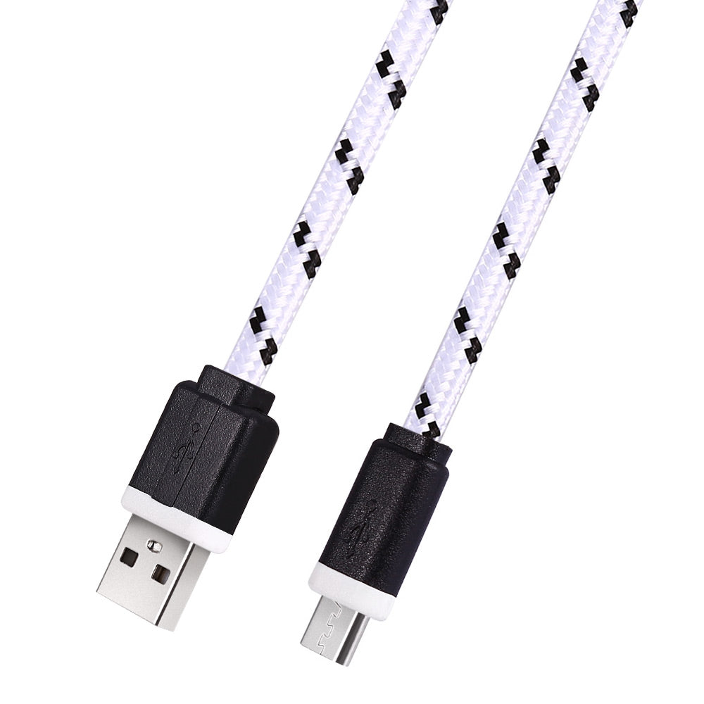 2M Braided Fabric Flat Colorful Micro USB Synchronization Data Charger Cable Cord for Android Sm...