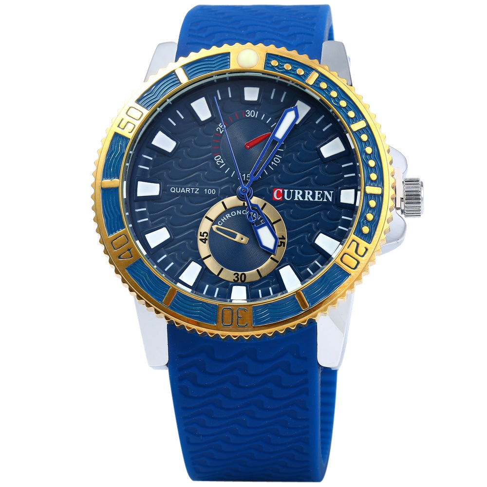 CURREN 8172 Quartz Male Watch with Decorative Sub-dials Rotatable Bezel