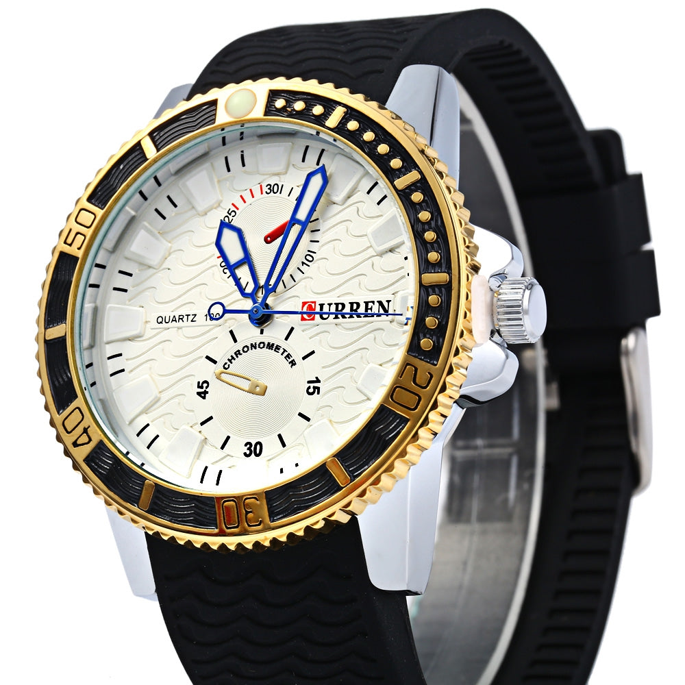 CURREN 8172 Quartz Male Watch with Decorative Sub-dials Rotatable Bezel