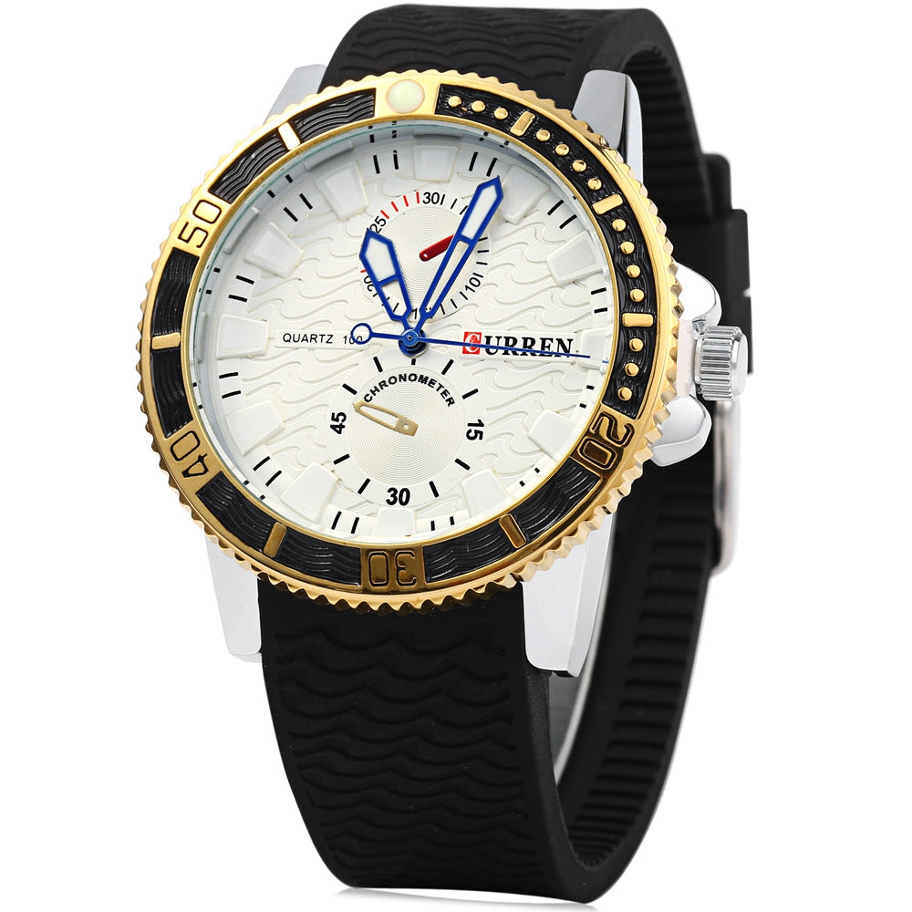 CURREN 8172 Quartz Male Watch with Decorative Sub-dials Rotatable Bezel