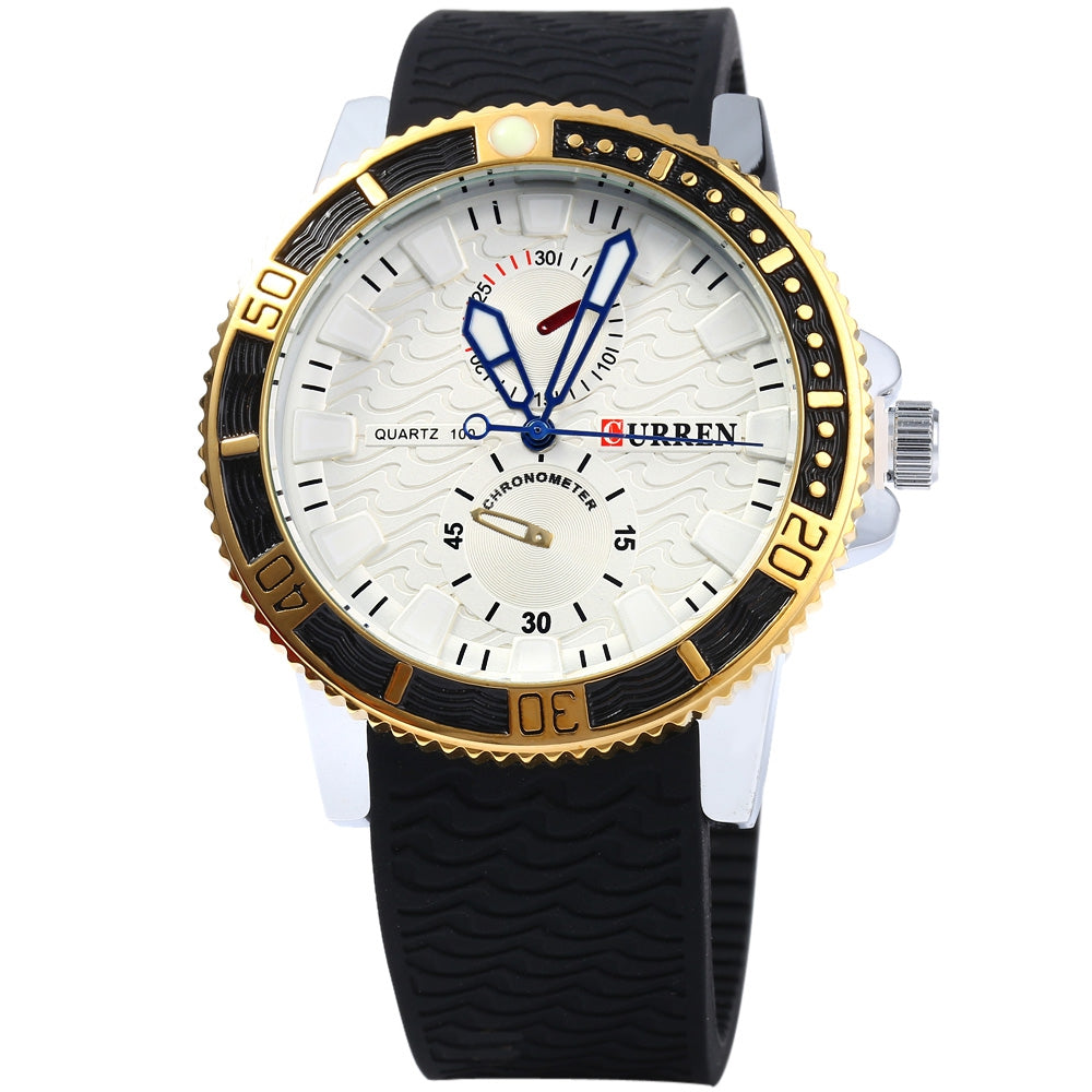 CURREN 8172 Quartz Male Watch with Decorative Sub-dials Rotatable Bezel