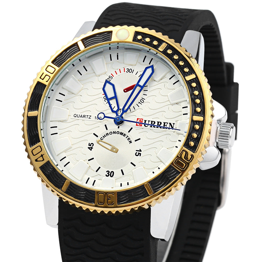 CURREN 8172 Quartz Male Watch with Decorative Sub-dials Rotatable Bezel