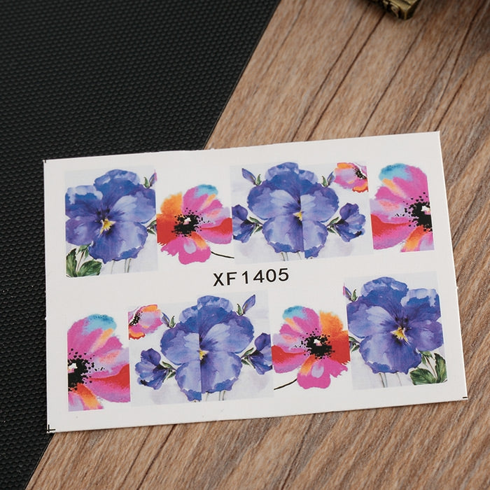 1 Sheet Flower Nail Decals Art Water Transfer Stickers Nail DIY Decoration