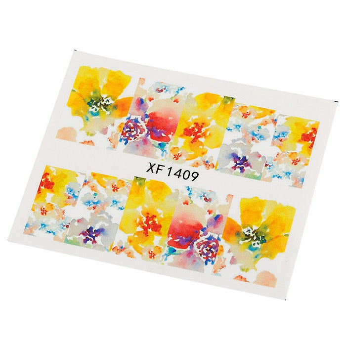 1 Sheet Flower Nail Decals Art Water Transfer Stickers Nail DIY Decoration