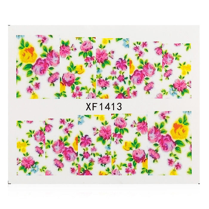 1 Sheet Flower Nail Decals Art Water Transfer Stickers Nail DIY Decoration