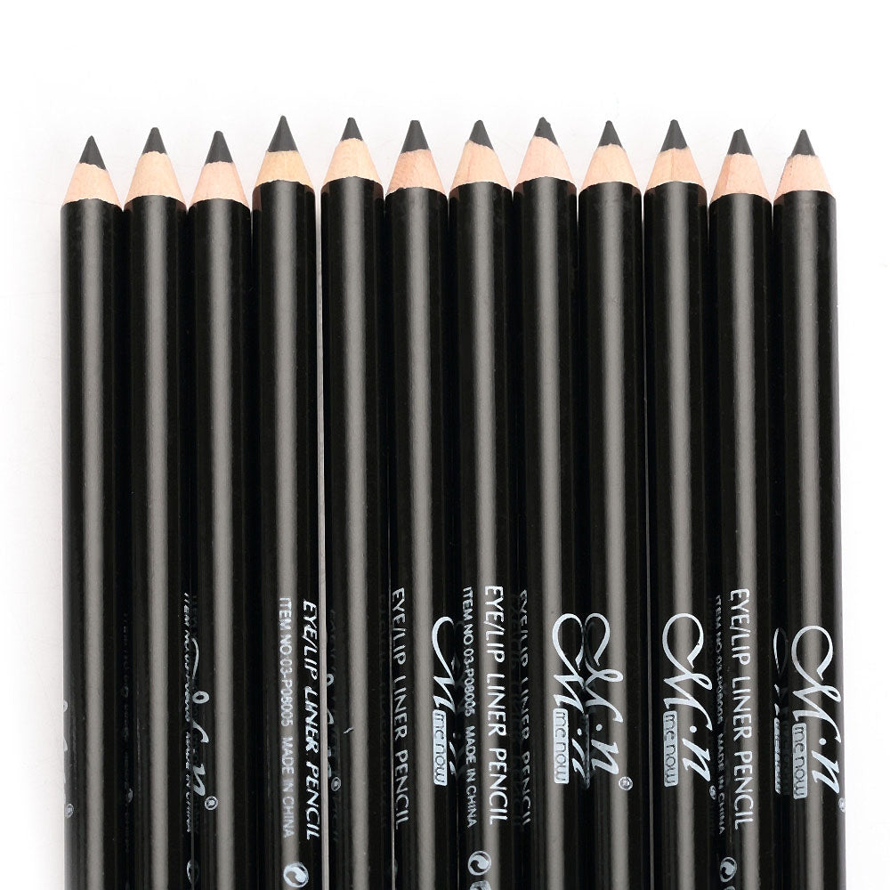 12 pcs Black Waterproof Long Lasting Makeup Cosmetics Eyeliner Pencil