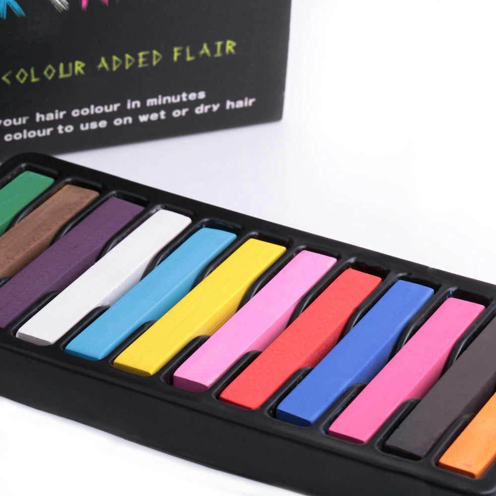 12 Color Soft Pastels Salon Kit Fast Temporary Short Hair Dye Chalk