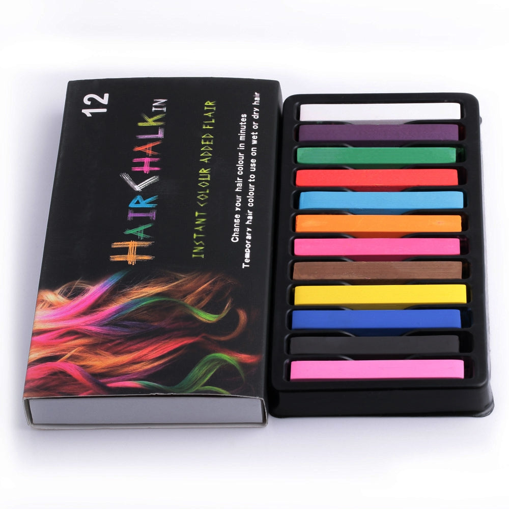 12 Color Soft Pastels Salon Kit Fast Temporary Short Hair Dye Chalk